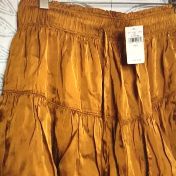 Aerie Skirt Sweet n Silky Yellow Gold Ruffles Tiered Mini New - Picture 2 of 6